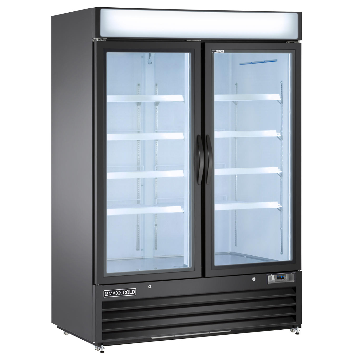 Maxx Cold X-Series Double Door Merchandiser Refrigerator in Black (48 cu. ft.) Liftgate