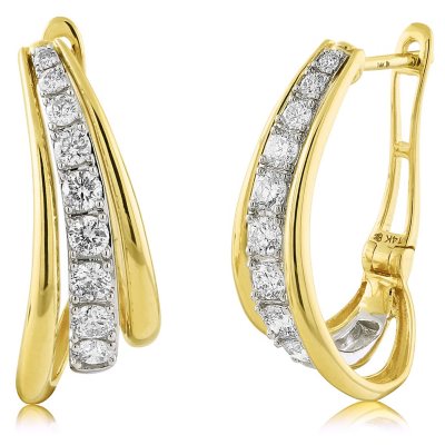 1 CT. T.W. Diamond Hoop Earrings in 14K Two-Tone Gold - Sam's Club