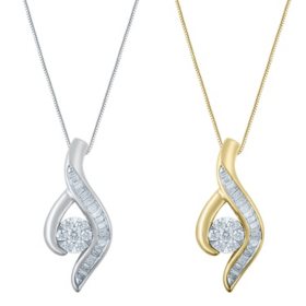 0.46 CT. T.W. Diamond Swirl Pendant in 14K Gold