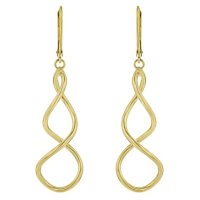 14K Italian Yellow Gold Twist Dangle Earrings