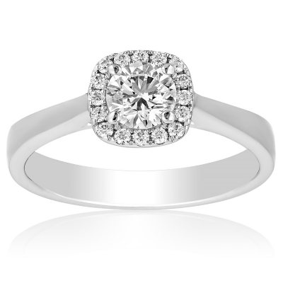 Superior Quality Collection 0 85 Ct T W Round Center Diamond Halo Engagement Ring In 18 Karat White Gold I Vs2 Sam S Club