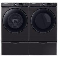 Samsung 5.0 cu. ft. Smart Front Load Washer with Super Speed & 7.5 cu. ft. Smart Electric Dryer with Steam Sanitize+ on Pedestal