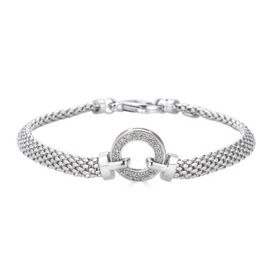 Sterling Silver and 0.25 CT. T.W. Diamond Tennis Style Bolo Bracelet ...