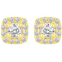 1.00 CT. T.W. Grand Cushion Shaped Diamond Earrings Set in 14K Gold