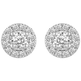 1.00 CT. T.W. Grand Round Shape Diamond Earrings Set in 14K Gold