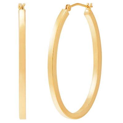 Tubular Oval Hoop Earrings - 14k Gold