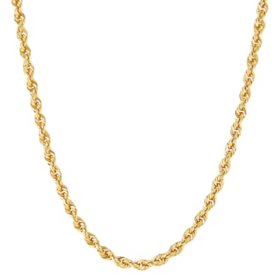 24" Hollow Glitter Rope Chain in 14K Yellow Gold