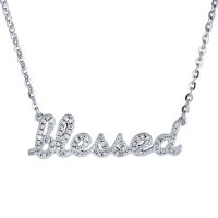 Sterling Silver and 0.14 CT. T.W. Diamond "BLESSED" Necklace