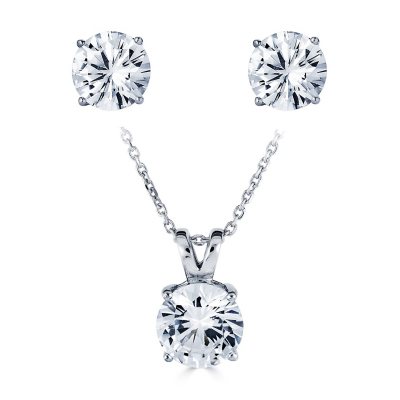 White sapphire solitaire on sale necklace