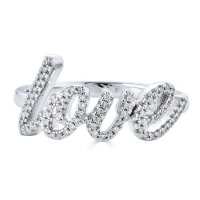 Sterling Silver and 0.14 CT. T.W. Diamond "LOVE" Ring