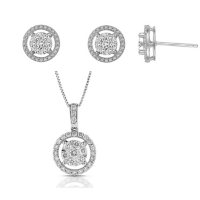 0.96 CT. T.W. Diamond Earring and Pendant Set in 14K Gold