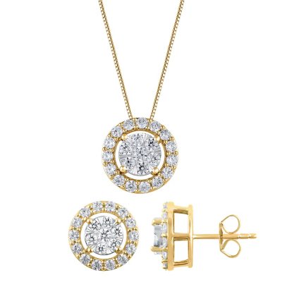 1.98 CT. T.W. Diamond Earring and Pendant Set in 14K Gold - Sam's Club