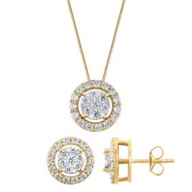 1.98 CT. T.W. Diamond Earring and Pendant Set in 14K Gold