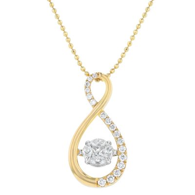 S Collection Two Tone 1 2 CT. T.W. Dancing Diamond Pendant in 14K