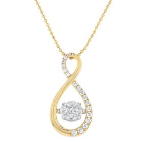 S Collection Two-Tone 1/2 CT. T.W. Dancing Diamond Pendant in 14K Gold