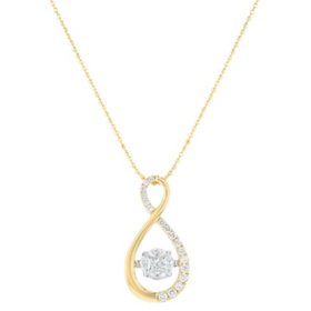 S Collection Two-Tone 1/2 CT. T.W. Dancing Diamond Pendant in 14K Gold