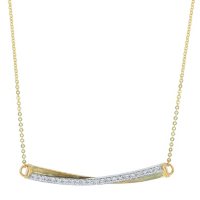 S Collection 1/2 CT. T.W. Two-Tone Textured and Curved Diamond Bar Necklace