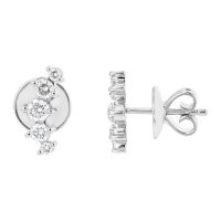 S Collection 1/2 Carat (CTW) Diamond Graduated Climber Earrings in 14K White Gold