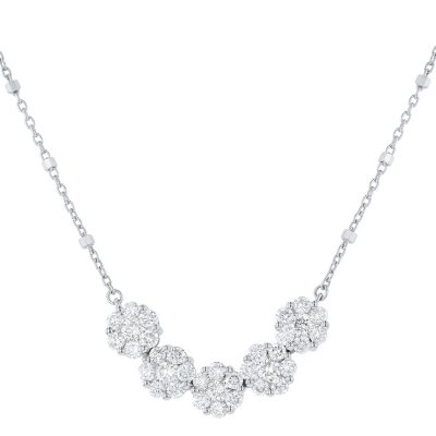 S Collection 1 and 1/5 Carat (CTW) Diamond Necklace in 14K White Gold ...