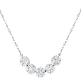 S Collection 1 and 1/5 Carat (CTW) Diamond Necklace in 14K White Gold