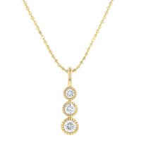 S Collection 1/4 Carat (CTW) Diamond 3 Stone Drop Pendant in 14K Yellow Gold