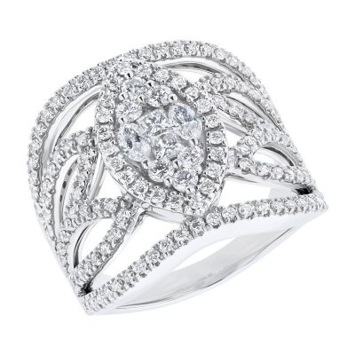 S Collection 1 1/2 Carat (CTW) Floral-Inspired Diamond Ring in 14K ...