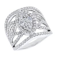 S Collection 1 1/2 Carat (CTW) Floral-Inspired Diamond Ring in 14K White Gold