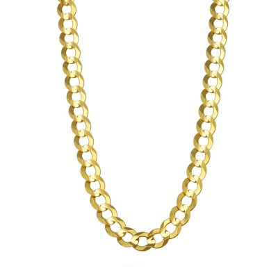 Solid Curb Chain Necklace 14K White Gold 20