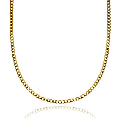 Solid Curb Chain Necklace 14K Yellow Gold 18