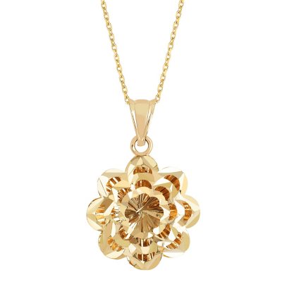 14K Gold Diamond Cut Flower Pendant - Sam's Club