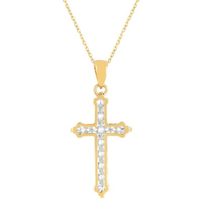 14K Yellow Gold Diamond Cut Cross Pendant - Sam's Club