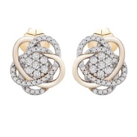 0.25 CT. T.W. Diamond Love Knot Stud Earrings in 14K Yellow Gold