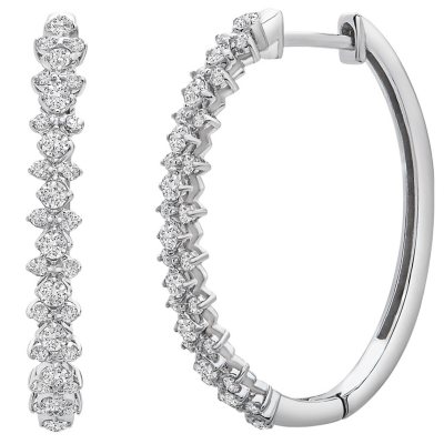 0.50 CT. T.W. Diamond Hoop Earrings in 14K White Gold - Sam's Club