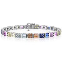 Multi Color Created Sapphire Bracelet in Sterling Silver