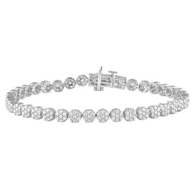 3.50 CT. T.W. Cluster Diamond Tennis Bracelet in 14K White Gold - Sam's ...