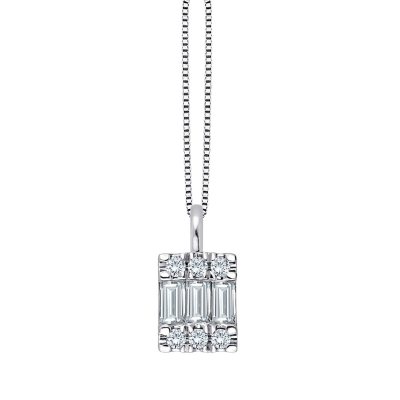 Round Diamond Necklace, White Gold