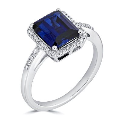 Lab created blue hot sale sapphire engagement rings