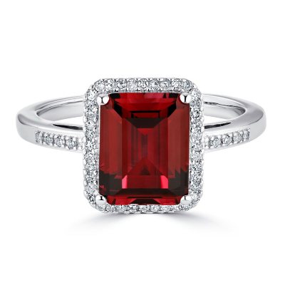 Lab Created Ruby and 0.14 CT. T.W. Diamond Ring in Sterling Silver ...