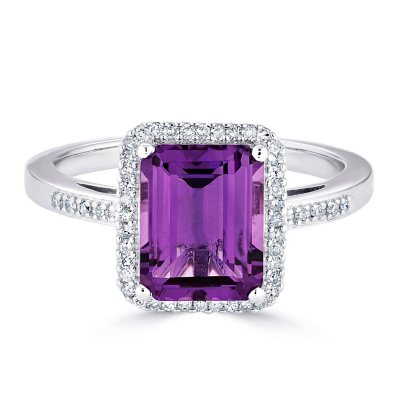 Amethyst and 0.14 CT. T.W. Diamond Ring in Sterling Silver - Sam's Club