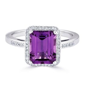 Amethyst and 0.14 CT. T.W. Diamond Ring in Sterling Silver