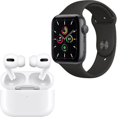 Apple Watch SE 44mm GPS Space Gray Black Apple AirPods Pro with Wireless Charging Case