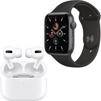 Apple Watch SE 44mm GPS (Space Gray/Black) + Apple AirPods Pro with Wireless Charging Case