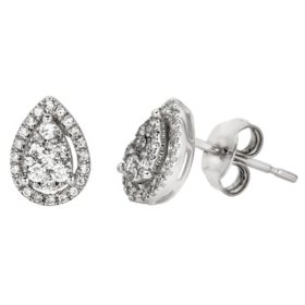 0.32 CT. T.W. Diamond Pear Shaped Earrings in 14K White Gold (H-I, I1)