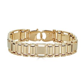 Men's High Polish Link Bracelet in 14K Gold 8.5"