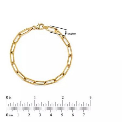 14K Gold Paper Clip Link Chain Bracelet S / 8 / White Gold