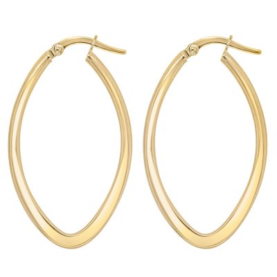 14K Italian Yellow Gold Oval Hoop Earrings