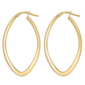 14K Italian Yellow Gold Oval Hoop Earrings