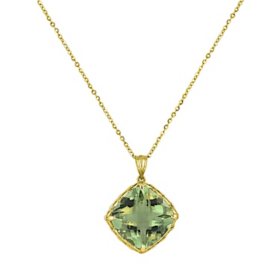 14K Gold Prasiolite Pendant with 16"-18" Chain