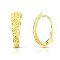 14K Yellow Gold Diamond Cut Huggie Earrings