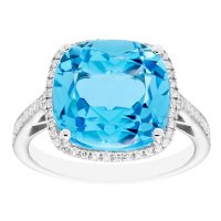 7 CT. Blue Topaz and 0.21 CT. T.W. Diamond Ring in Sterling Silver